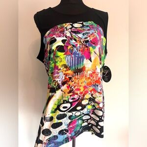 NWT LIbra Colorful Abstract Women's Top Plus Size